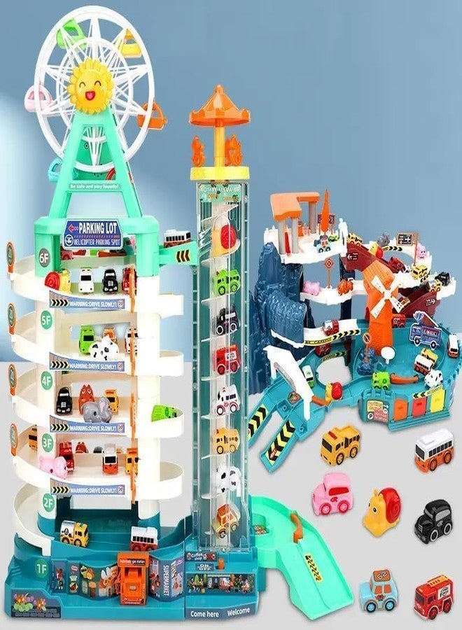 GEMCZA Ferris Wheel & ElevatorCar Adventure- 4 Level Parking with Light -Music & 14 Mini Cars & Vans-Garage Parking Lot Play Set for Kids- Boys & Girls(Ramokdu Toys) - Image 2